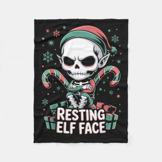 Resting Elf Face Funny Christmas Cute Creepy Women Fleece Deken (Voorkant)