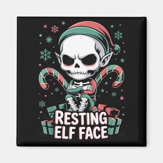 Resting Elf Face Funny Christmas Cute Creepy Women Magneet (Voorkant)