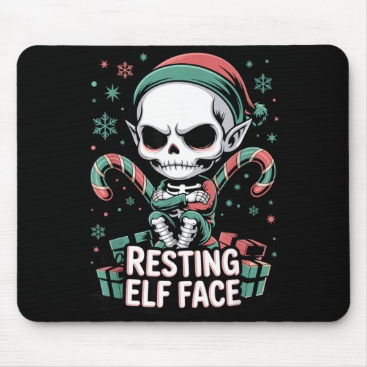 Resting Elf Face Funny Christmas Cute Creepy Women Muismat (Voorkant)
