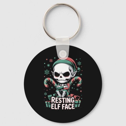 Resting Elf Face Funny Christmas Cute Creepy Women Sleutelhanger (Voorkant)