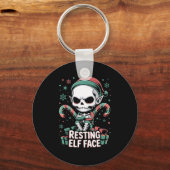 Resting Elf Face Funny Christmas Cute Creepy Women Sleutelhanger (Voorkant)