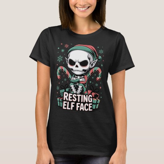 Resting Elf Face Funny Christmas Cute Creepy Women T-shirt (Voorkant)