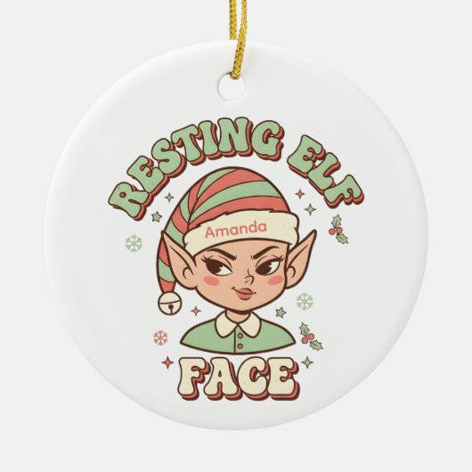 Resting Elf Face Funny Christmas Ornament (Voorkant)