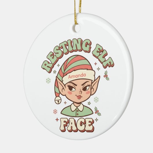 Resting Elf Face Funny Christmas Ornament (Links)