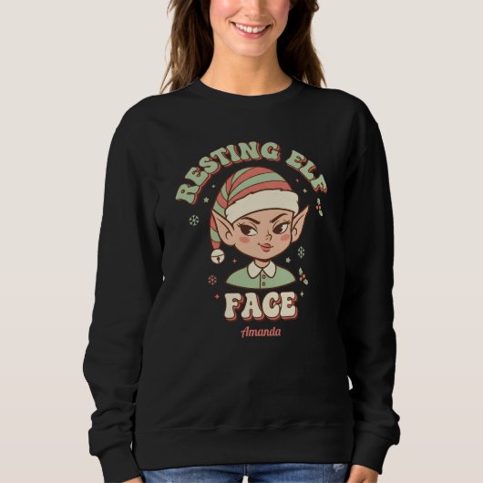 Resting Elf Face Funny Christmas Sweatshirt (Voorkant)