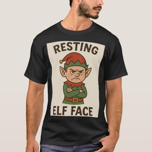 Resting Elf Face – Grumpy Holiday Mood T-shirt (Voorkant)