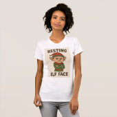 Resting Elf Face – Grumpy Holiday Mood T-shirt (Voorkant volledig)
