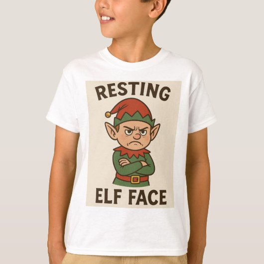 Resting Elf Face – Grumpy Holiday Mood T-shirt (Voorkant)