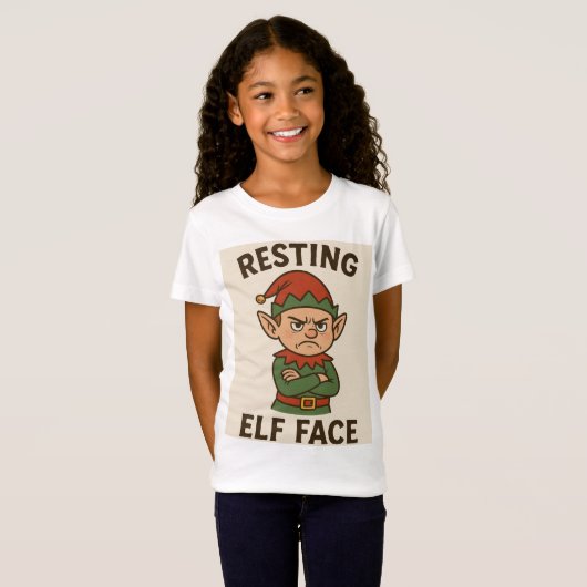 Resting Elf Face – Grumpy Holiday Mood T-shirt (Voorkant volledig)