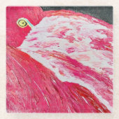 Resting Flamingo Glass Onderzetter Glazen Onderzetter (Voorkant)