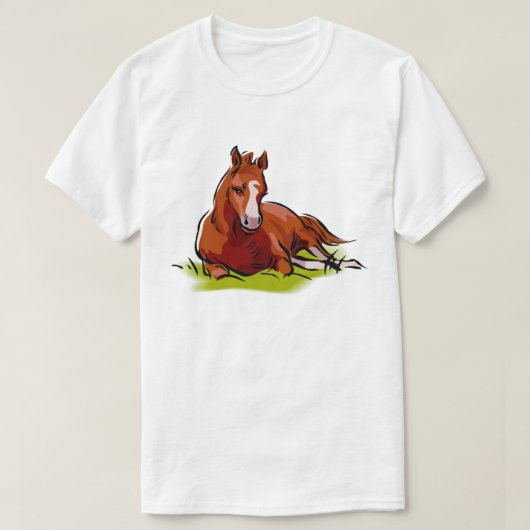 Resting Foal Quiet Horse Equine Theme T-shirt (Design voorkant)