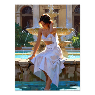 "Resting Fountain - A Moment of Silence and Light" Foto Afdruk