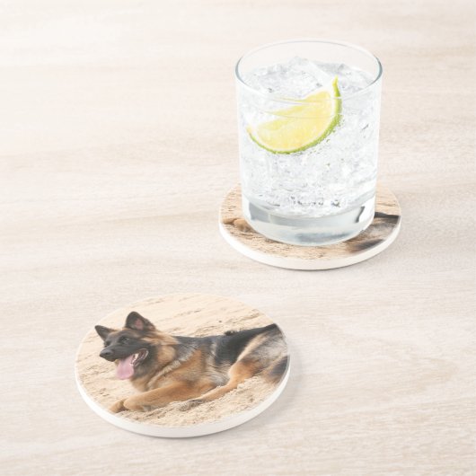 Resting German Shepherd Dog Onderzetters (Zijkant)