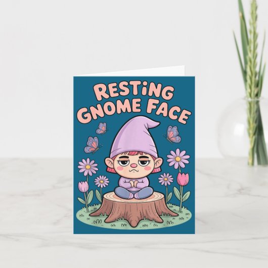 Resting Gnome Face Cute Funny Christmas Kawaii Car Kaart (Voorkant)