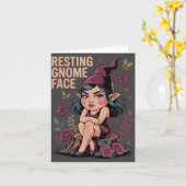 Resting Gnome Face Cute Funny Christmas Kawaii Car Kaart (Gele Bloem)