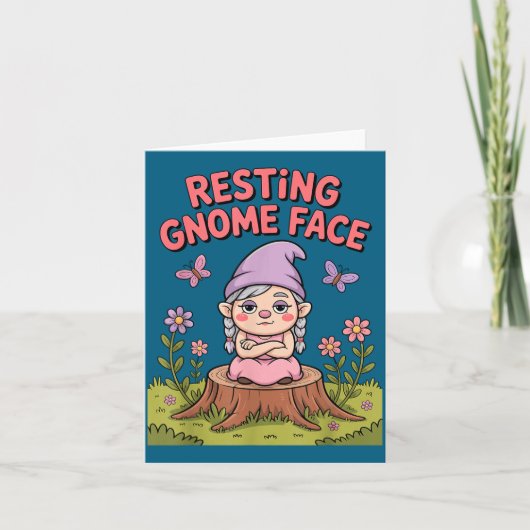 Resting Gnome Face Cute Funny Christmas Kawaii Car Kaart (Voorkant)