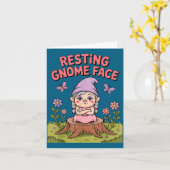 Resting Gnome Face Cute Funny Christmas Kawaii Car Kaart (Gele Bloem)