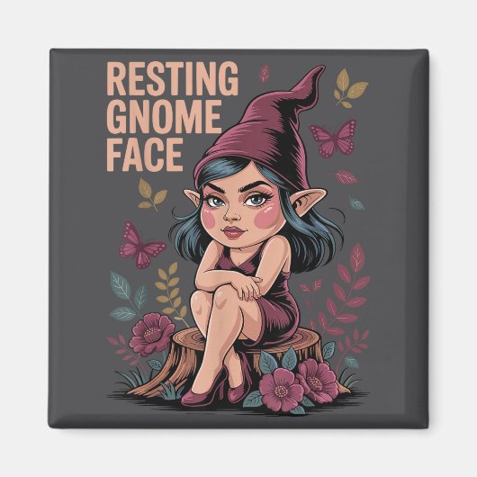 Resting Gnome Face Cute Funny Christmas Kawaii Car Magneet (Voorkant)