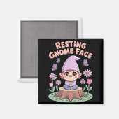 Resting Gnome Face Cute Funny Christmas Kawaii Car Magneet (Voorkant / Achterkant)