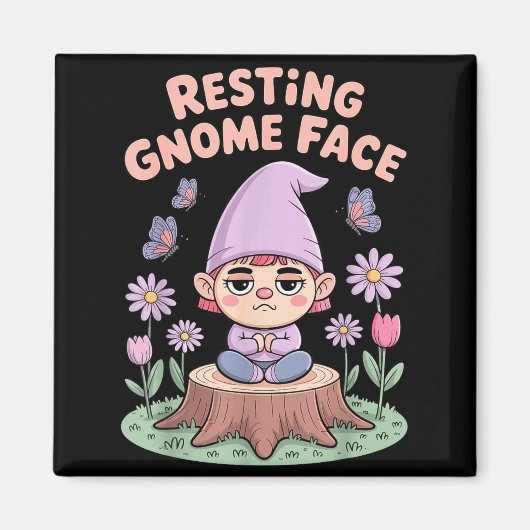 Resting Gnome Face Cute Funny Christmas Kawaii Car Magneet (Voorkant)