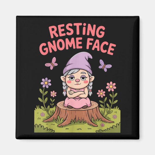 Resting Gnome Face Cute Funny Christmas Kawaii Car Magneet (Voorkant)