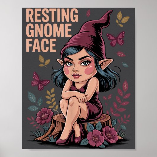 Resting Gnome Face Cute Funny Christmas Kawaii Car Poster (Voorkant)