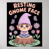 Resting Gnome Face Cute Funny Christmas Kawaii Car Poster (Voorkant)