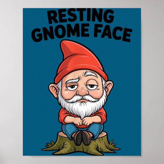 Resting Gnome Face Cute Funny Christmas Kawaii Car Poster (Voorkant)