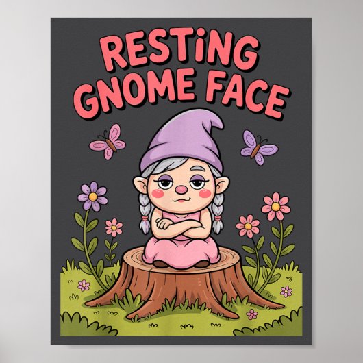 Resting Gnome Face Cute Funny Christmas Kawaii Car Poster (Voorkant)