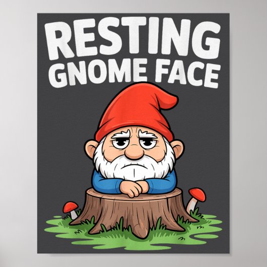 Resting Gnome Face Cute Funny Christmas Kawaii Car Poster (Voorkant)