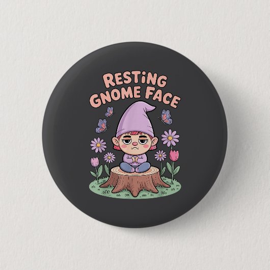 Resting Gnome Face Cute Funny Christmas Kawaii Car Ronde Button 5,7 Cm (Voorkant)