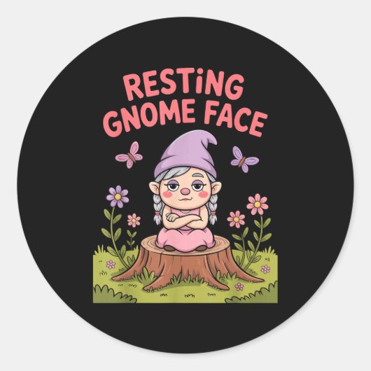 Resting Gnome Face Cute Funny Christmas Kawaii Car Ronde Sticker (Voorkant)
