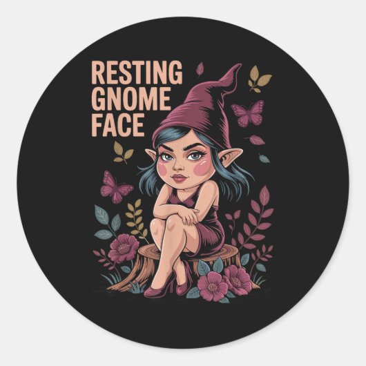 Resting Gnome Face Cute Funny Christmas Kawaii Car Ronde Sticker (Voorkant)