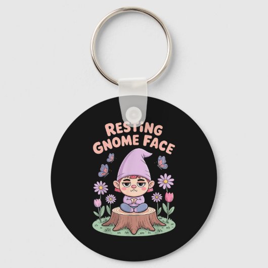 Resting Gnome Face Cute Funny Christmas Kawaii Car Sleutelhanger (Voorkant)