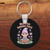 Resting Gnome Face Cute Funny Christmas Kawaii Car Sleutelhanger (Voorkant)