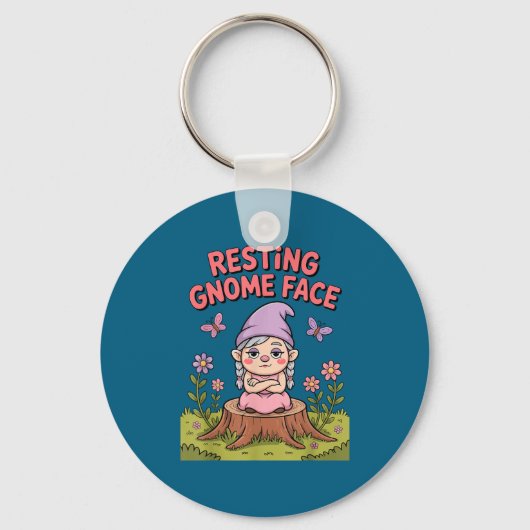 Resting Gnome Face Cute Funny Christmas Kawaii Car Sleutelhanger (Voorkant)