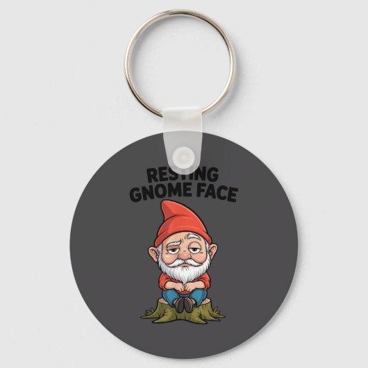Resting Gnome Face Cute Funny Christmas Kawaii Car Sleutelhanger (Voorkant)