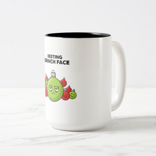 Resting Grinch Face Christmas Ornament  Tweekleurige Koffiemok (Voorkant rechts)