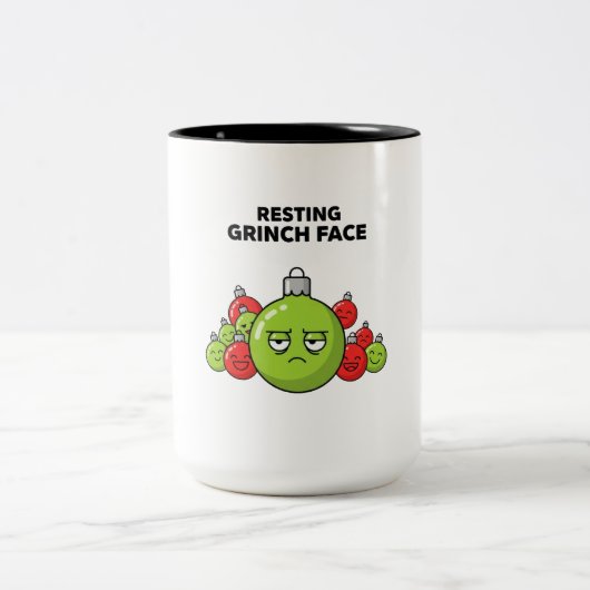 Resting Grinch Face Christmas Ornament  Tweekleurige Koffiemok (Center)
