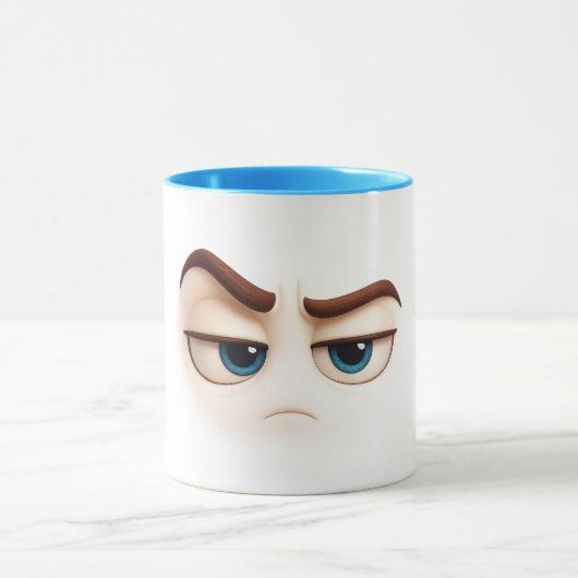 Resting grump face – blue eyed annoyed emoji mok (Midden)