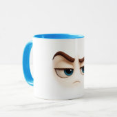 Resting grump face – blue eyed annoyed emoji mok (Voorkant links)