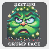 Resting Grump Face Vierkante Sticker (Voorkant)