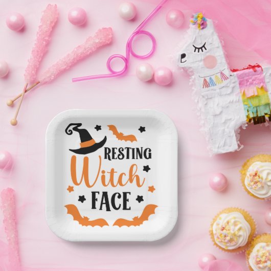 Resting heks Face Halloween Papieren Bordje (Feest)