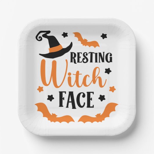 Resting heks Face Halloween Papieren Bordje (Voorkant)