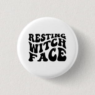 Resting heks Face-Halloween-Spooky-Scary-Funny Ronde Button 3,2 Cm