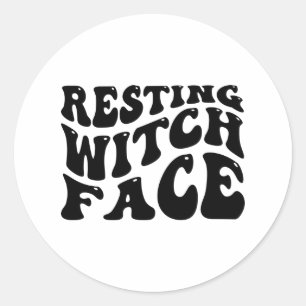 Resting heks Face-Halloween-Spooky-Scary-Funny Ronde Sticker