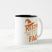 Resting heks Face Halloween Tweekleurige Koffiemok (Voorkant rechts)