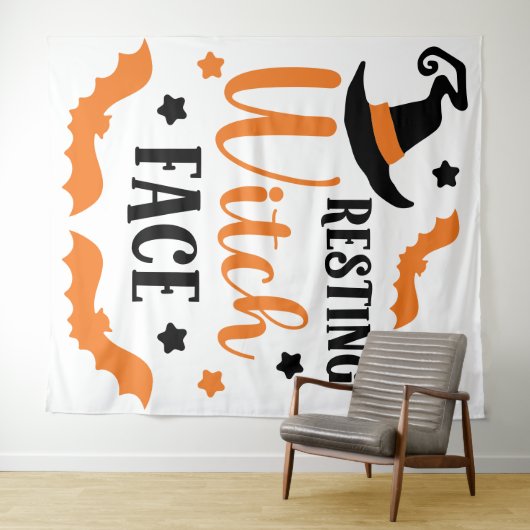 Resting heks Face Halloween Wandkleed (In Situ (horizontaal))