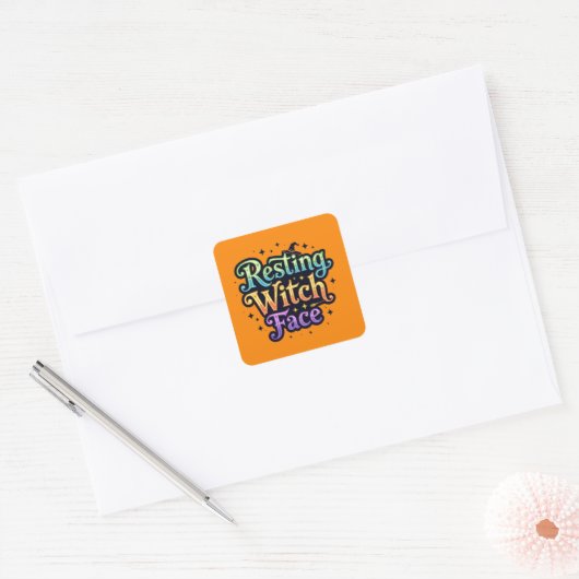 Resting heks Face Vierkante Sticker (Envelop)