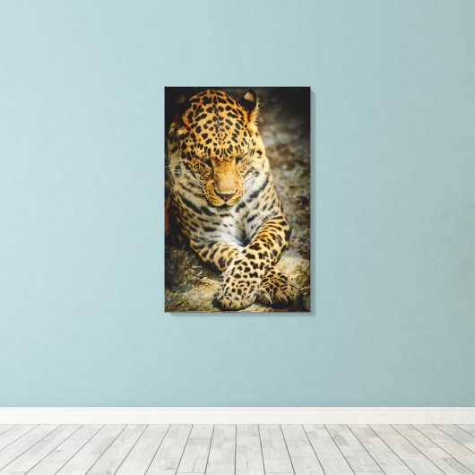 Resting Leopard Canvas Afdruk (Insitu (Houten vloer))